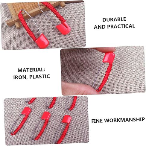 Angoily Safety Pin Brooch, 10PCS Baby Diaper Pins with Safe Locking Closures, 2.05 in Pregnancy Newborn Large Charming with Red Rope for Good Luck & Energy, Heavy Duty in Saudi Arabia