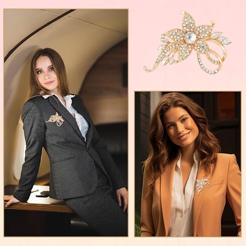 4 PCS Heart Pearl Brooch Set Crystal Bling Elegant Imitation Large Pearl Floral Crystal Pins Metal Flower Shawl Clip Sweater Shawl Clips Buckle Decoration Accessories for Women Wedding Bouquet in Saudi Arabia