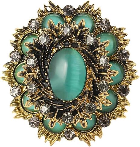Vintage Brooch Pin for Women Men Baroque Retro Cat Eye Accessories Elegant Austrian Crystal Brooches Dress Coat Sweater Suit Party Wedding Gifts Victorian Bridal Jewelry Decoration in Saudi Arabia