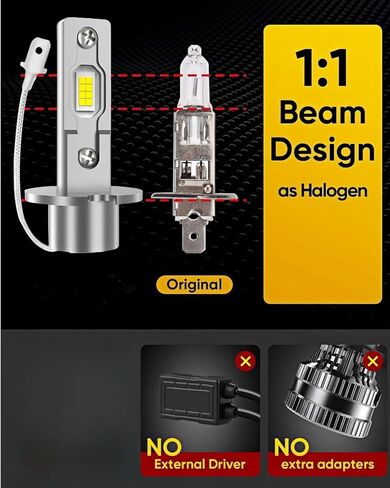 H11 Bulbs 800% Brighter 50,000LM 6500K White – H8/H9/H16 Mini Fog Light Bulb 1:1 Size High Low Beam Bulbs – 60,000Hrs, IP67 Waterproof (2-Pack) in Saudi Arabia
