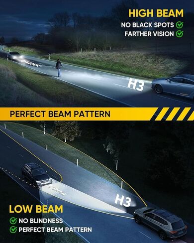 H11 Bulbs 800% Brighter 50,000LM 6500K White – H8/H9/H16 Mini Fog Light Bulb 1:1 Size High Low Beam Bulbs – 60,000Hrs, IP67 Waterproof (2-Pack) in Saudi Arabia