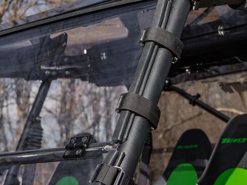 SuperATV 1/4" Scratch Resistant Polycarbonate Flip Down Front Windshield Compatible With Kawasaki Teryx 800 & 4 800: 2016+ | Teryx S & 4 S: 2021+ | 2 in 1: Full and Half Windshield | USA Made in Saudi Arabia