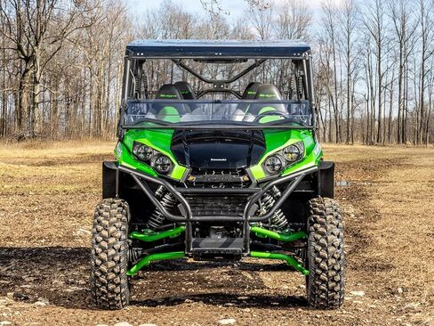 SuperATV 1/4" Scratch Resistant Polycarbonate Flip Down Front Windshield Compatible With Kawasaki Teryx 800 & 4 800: 2016+ | Teryx S & 4 S: 2021+ | 2 in 1: Full and Half Windshield | USA Made in Saudi Arabia