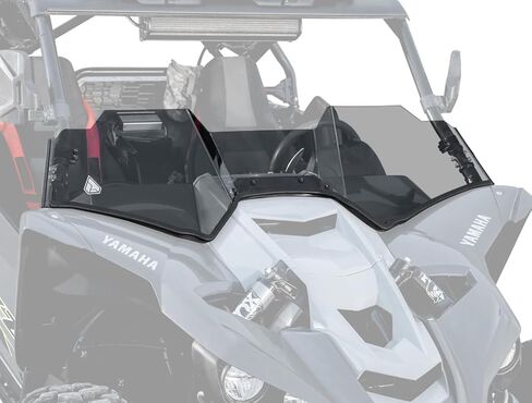 SuperATV Scratch Resistant Half Windshield for Yamaha YXZ 2016+, YXZ SE, SS, SS/SE 2017+, XR Optic Hard Coating, 1/4" Polycarbonate 250x Stronger than Glass, USA Made, Tinted in Saudi Arabia