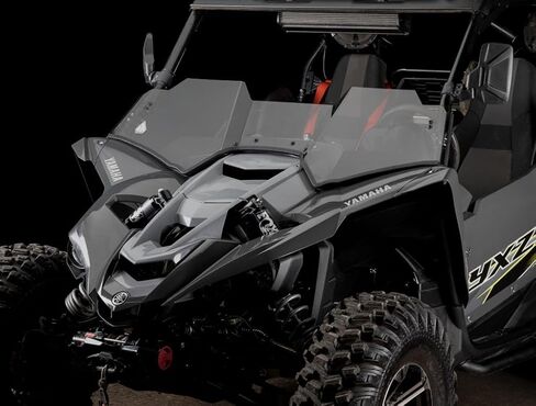 SuperATV Scratch Resistant Half Windshield for Yamaha YXZ 2016+, YXZ SE, SS, SS/SE 2017+, XR Optic Hard Coating, 1/4" Polycarbonate 250x Stronger than Glass, USA Made, Tinted in Saudi Arabia