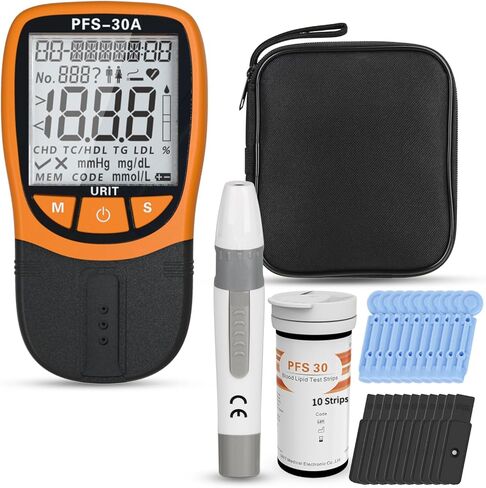 مجموعة اختبار الدهون 5 في 1، مجموعات اختبار الكوليسترول، مجموعة أدوات قياس الكوليسترول في المنزل، (تتضمن شرائط اختبار الدهون الكل في واحد 10 قطع × 5 في 1) in Kuwait