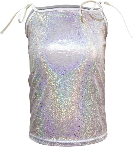 Girls Sequin Spaghetti Straps Tank Tops 2025 Trendy Sparkle Shimmer Dance Tops Kids Summer Glitter Performance Shirts in Kuwait