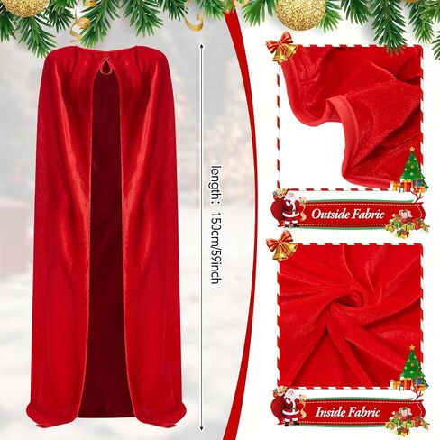 Halloween Princess Costume Red Velvet Cloak Princess Cape Gloves Red Bow Headband Thigh Highs Socks Belt for Women Dress up Cosplay Party in Saudi Arabia