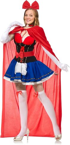 Halloween Princess Costume Red Velvet Cloak Princess Cape Gloves Red Bow Headband Thigh Highs Socks Belt for Women Dress up Cosplay Party in Saudi Arabia