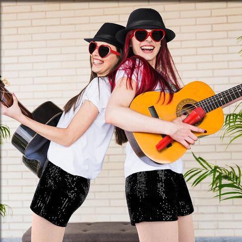 Jeyiour 5 Pcs Halloween Singer Costume Bowler Hat Heart Sunglasses Fishnets Shorts Microphone Cosplay Music Festival Concert in Saudi Arabia