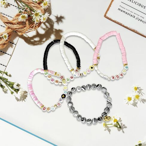 5 عبوات من أساور Bpink للنساء والرجال، أساور الصداقة Kpop هدية لمحبي لوازم الحفلات ديكور الملابس، أساور الصداقة بتصميم مستوحى يدويًا من K-pop in Saudi Arabia