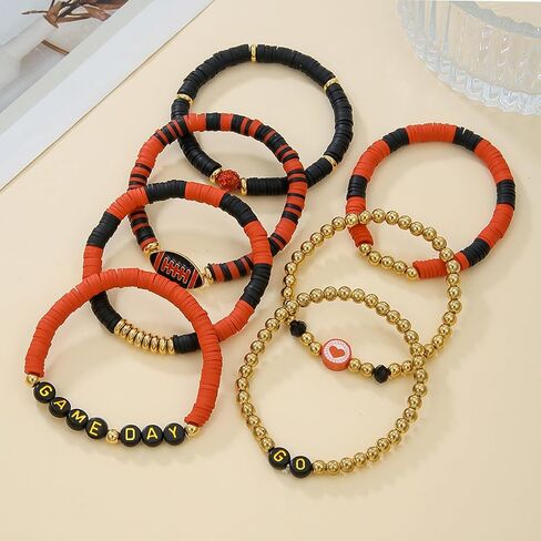 Game Day Bracelets for Women Football Baseball Bracelet Stackable Heishi Clay Beaded Stretch Bracelets Football Baseball Outfit Jewelry Accessories Party Favors Gifts in Saudi Arabia
