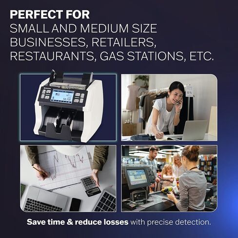 آلة عد النقود ذات الطوائف المختلطة من كارنيشن CR1450 - عداد النقود مع خاصية كشف التزييف بالأشعة فوق البنفسجية/MG/IR - عدد القيمة 1000-1200 نيوتن/متر وسرعة العد ودعم 128 عملة USD/CAD/BRL/MXN/Any in Kuwait