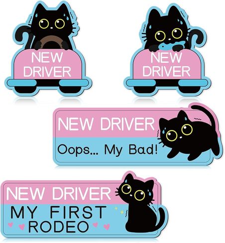 Sloth New Driver Car Magnets - Cosmisun 4 Pcs Cartoon Student Driver Sticker Magnet for Car Cute Animal Reflective Magnetic Bumper Stickers Decal Keep Distance Safety Sign for Teens Driver Learner in Kuwait