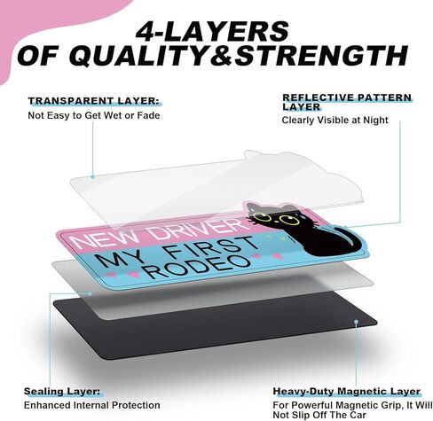 Sloth New Driver Car Magnets - Cosmisun 4 Pcs Cartoon Student Driver Sticker Magnet for Car Cute Animal Reflective Magnetic Bumper Stickers Decal Keep Distance Safety Sign for Teens Driver Learner in Kuwait