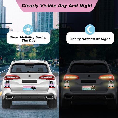 Sloth New Driver Car Magnets - Cosmisun 4 Pcs Cartoon Student Driver Sticker Magnet for Car Cute Animal Reflective Magnetic Bumper Stickers Decal Keep Distance Safety Sign for Teens Driver Learner in Kuwait