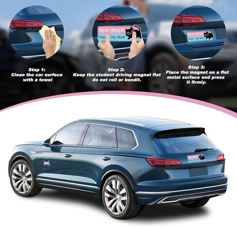 Sloth New Driver Car Magnets - Cosmisun 4 Pcs Cartoon Student Driver Sticker Magnet for Car Cute Animal Reflective Magnetic Bumper Stickers Decal Keep Distance Safety Sign for Teens Driver Learner in Kuwait