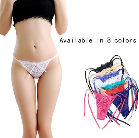 Women's Lace Bikini Panties Tie-Side Underwear Soft Comfortable Stretch 8 Colors in Saudi Arabia