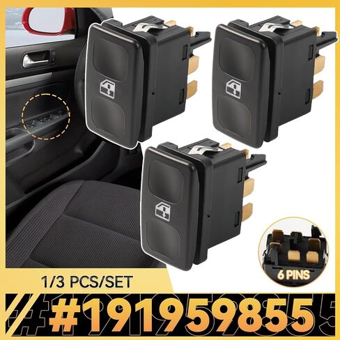 1/3 قطعة 191959855 زر التحكم في نافذة التحكم الكهربائي لـ VW Caddy Jetta Polo 6N Golf Golf MK2 1985-1992 GTI 6K0959855A(1 قطعة) in Saudi Arabia