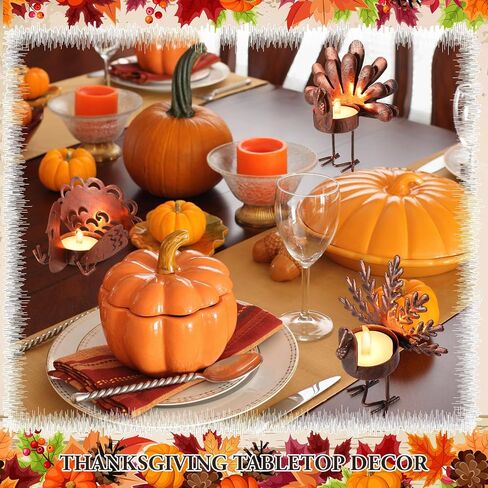 48 قطعة من موموفي، حامل شموع لعيد الشكر التركي، قطعة مركزية معدنية لعيد الشكر، حامل شموع تركيا، شمعدانات شموع شموع لطاولة الخريف، ديكورات المطبخ على سطح الطاولة in Kuwait