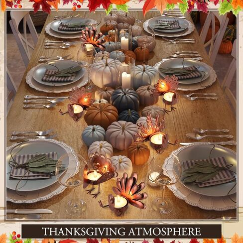 48 قطعة من موموفي، حامل شموع لعيد الشكر التركي، قطعة مركزية معدنية لعيد الشكر، حامل شموع تركيا، شمعدانات شموع شموع لطاولة الخريف، ديكورات المطبخ على سطح الطاولة in Kuwait