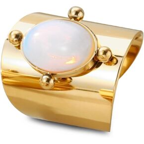 HAIXIAN Adjustable 14K Gold Cocktail Party Thumb Index Finger Ring,Open Classic Full Finger Gemstone Wide Band Ring,Jewelry for Women in Saudi Arabia