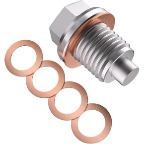 M14x1.5 Magnetic Oil Drain Plug, Stainless Steel Oil Pan Bolt with 5PCS Copper Crush Washer Anti Leakage, Automotive Replacement Engine Oil Drain Plugs, Fits Most Cars, Motorcycles, Boats in Saudi Arabia
