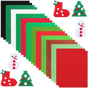 30 قطعة من أوراق نسيج لباد عيد الميلاد الناعمة السميكة المربعة من أوراق الحرف اليدوية أو الحرف اليدوية اليدوية المرقعة فن الخياطة زينة عيد الميلاد أحمر أخضر أبيض 8 × 10 بوصة in Kuwait