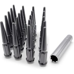 20 قطعة طقم صواميل العروة الصلبة 14x1.5 أسود لشاحن دودج تشالينجر 09-on Ram 1500 13-18 رينج روفر in Saudi Arabia