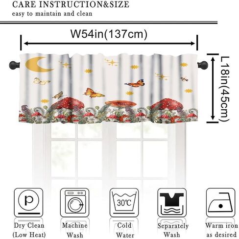 ستارة نافذة الفطر Aniaml غابة الربيع يترك الستار الستارة قضيب الجيب للمطبخ غرفة المعيشة مقهى غرفة الطعام غرفة النوم 54x18in in Kuwait