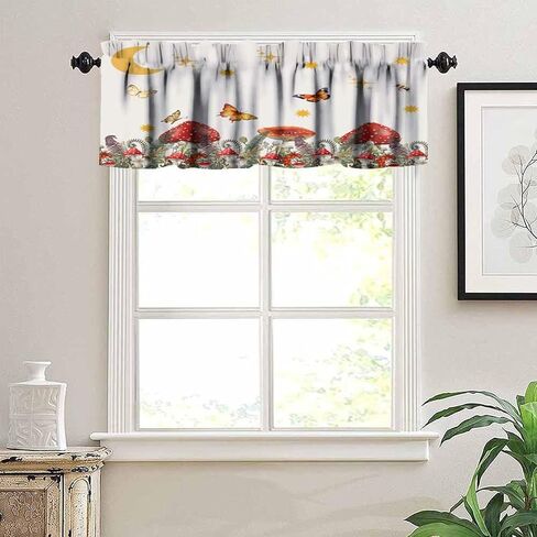 ستارة نافذة الفطر Aniaml غابة الربيع يترك الستار الستارة قضيب الجيب للمطبخ غرفة المعيشة مقهى غرفة الطعام غرفة النوم 54x18in in Kuwait