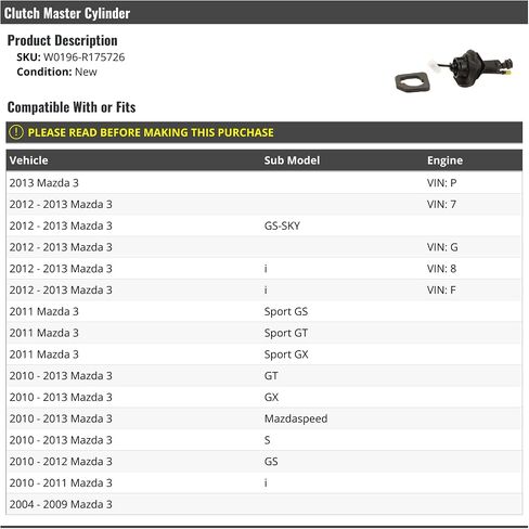 Clutch Master Cylinder - Compatible with 2004-2013 Mazda 3 in Saudi Arabia