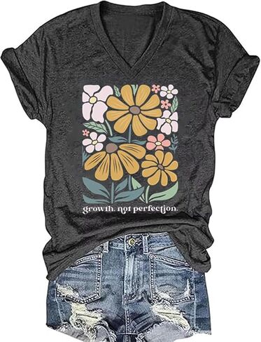 Broken Crayons Still Color T Shirt Women Mental Health Awareness Shirt Cute Letter Print V Neck Short Sleeve Shirt Tops in Saudi Arabia