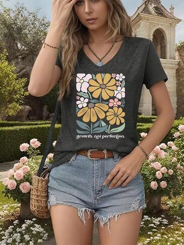 Broken Crayons Still Color T Shirt Women Mental Health Awareness Shirt Cute Letter Print V Neck Short Sleeve Shirt Tops in Saudi Arabia