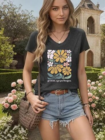 Broken Crayons Still Color T Shirt Women Mental Health Awareness Shirt Cute Letter Print V Neck Short Sleeve Shirt Tops in Saudi Arabia