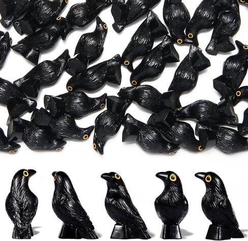 100 Pcs Halloween Miniature Crow Figurines, 1'' Tiny Resin Animal Figures to Hide, Mini Resin Animal Ornaments for Craft, Mini Gothic Trinkets for Halloween Decoration in Saudi Arabia