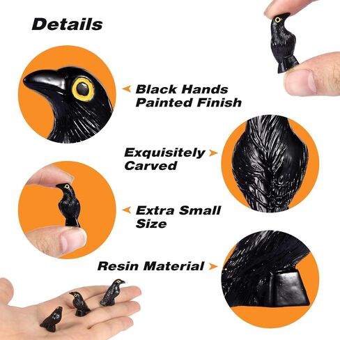 100 Pcs Halloween Miniature Crow Figurines, 1'' Tiny Resin Animal Figures to Hide, Mini Resin Animal Ornaments for Craft, Mini Gothic Trinkets for Halloween Decoration in Saudi Arabia