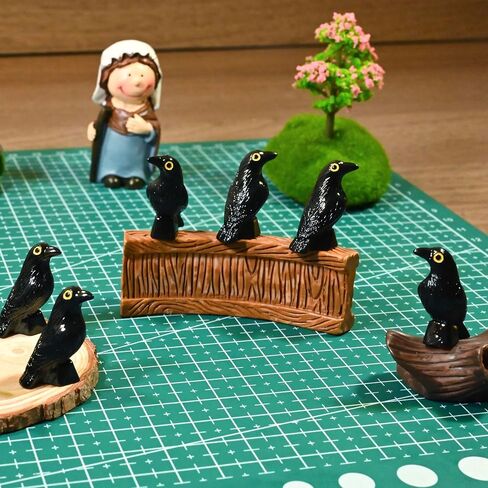 100 Pcs Halloween Miniature Crow Figurines, 1'' Tiny Resin Animal Figures to Hide, Mini Resin Animal Ornaments for Craft, Mini Gothic Trinkets for Halloween Decoration in Saudi Arabia