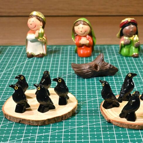 100 Pcs Halloween Miniature Crow Figurines, 1'' Tiny Resin Animal Figures to Hide, Mini Resin Animal Ornaments for Craft, Mini Gothic Trinkets for Halloween Decoration in Saudi Arabia