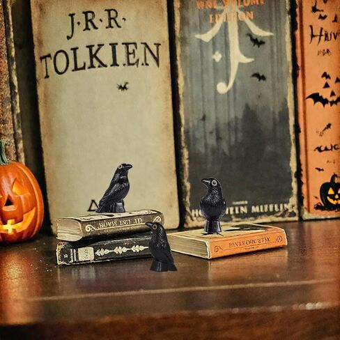 100 Pcs Halloween Miniature Crow Figurines, 1'' Tiny Resin Animal Figures to Hide, Mini Resin Animal Ornaments for Craft, Mini Gothic Trinkets for Halloween Decoration in Saudi Arabia