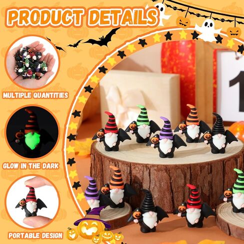 60 Pcs Luminous Mini Gnomes Figures Halloween Decorations Tiny Figurines Ornaments Miniature Gnomes for Halloween Table Kitchen Ledge Yard Decorations Festival Gifts to Hide and Seek in Saudi Arabia