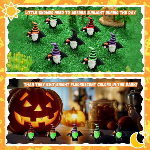 60 Pcs Luminous Mini Gnomes Figures Halloween Decorations Tiny Figurines Ornaments Miniature Gnomes for Halloween Table Kitchen Ledge Yard Decorations Festival Gifts to Hide and Seek in Saudi Arabia