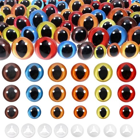 TOAOB 64pcs Safety Eyes for Amigurumis 12mm 15mm 18mm Round Craft Crochet Cat Eyes with Washers for Crocheting Puppet Bear Stuffed Animals Doll Making in Saudi Arabia