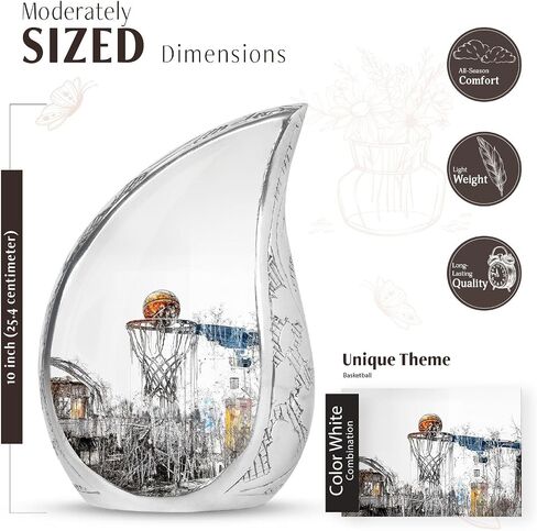 Basketball Urn - Tear Drop Urns - Ash Urns for Humans - Cremation Urns for Adult Ashes Women - Adult Urns for Human Ashes Men (10 inch Pack of 1) in Kuwait