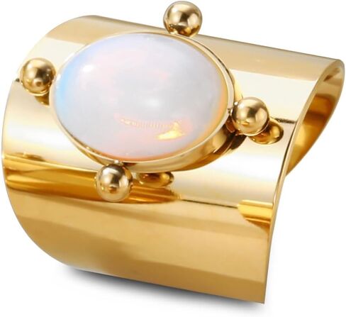HAIXIAN Adjustable 14K Gold Cocktail Party Thumb Index Finger Ring,Open Classic Full Finger Gemstone Wide Band Ring,Jewelry for Women in Saudi Arabia