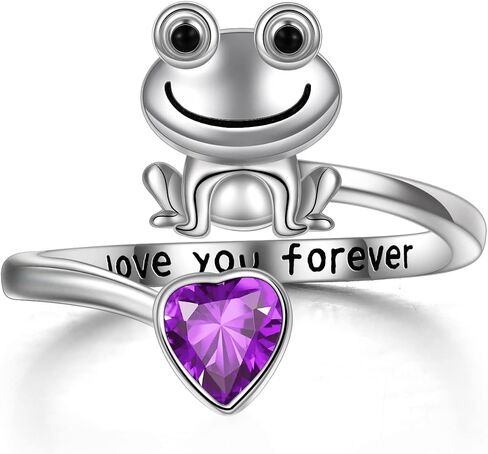 POPLYKE Frog Rings for Women Sterling Silver Frog Hold Topaz Heart CZ Rings Statement Rings in Saudi Arabia