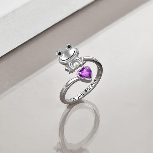 POPLYKE Frog Rings for Women Sterling Silver Frog Hold Topaz Heart CZ Rings Statement Rings in Saudi Arabia