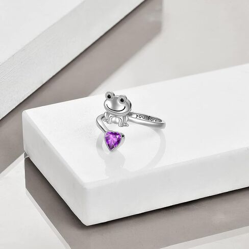 POPLYKE Frog Rings for Women Sterling Silver Frog Hold Topaz Heart CZ Rings Statement Rings in Saudi Arabia