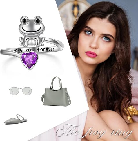 POPLYKE Frog Rings for Women Sterling Silver Frog Hold Topaz Heart CZ Rings Statement Rings in Saudi Arabia