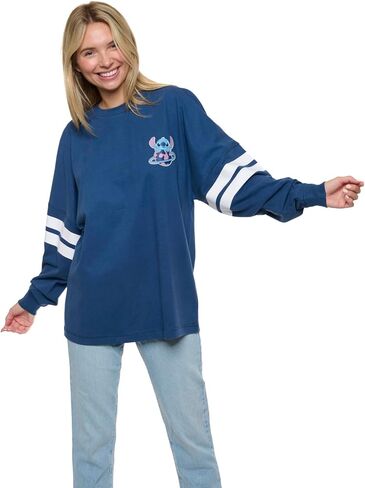 Disney Stitch Womens Long Sleeve Jersey Oversized Crewneck Shirt in Saudi Arabia